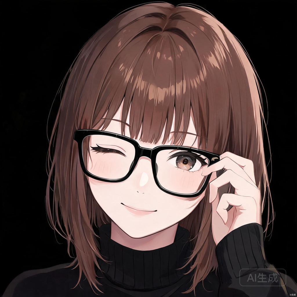 黑框眼镜短发女孩头像合集