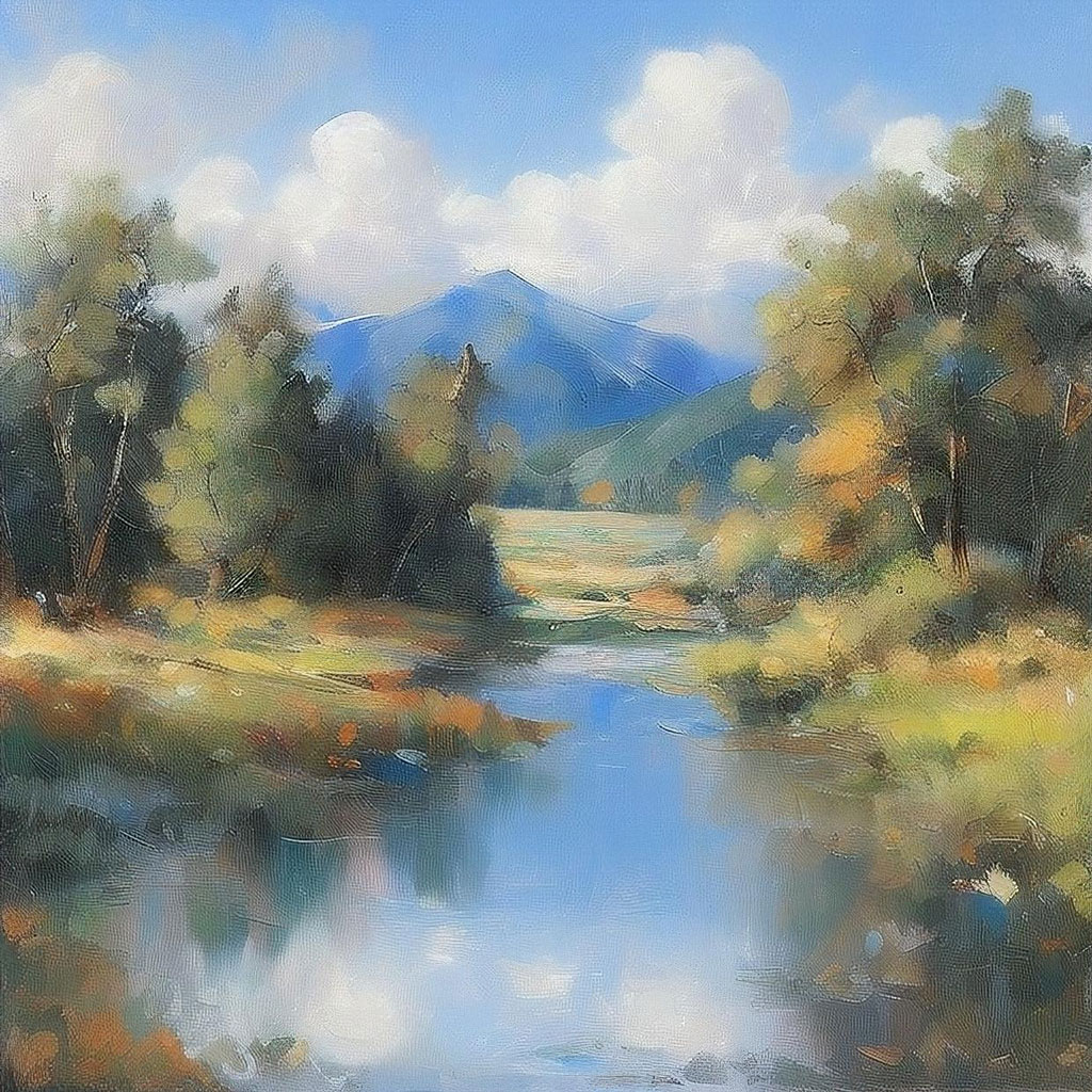 山水油画风格头像