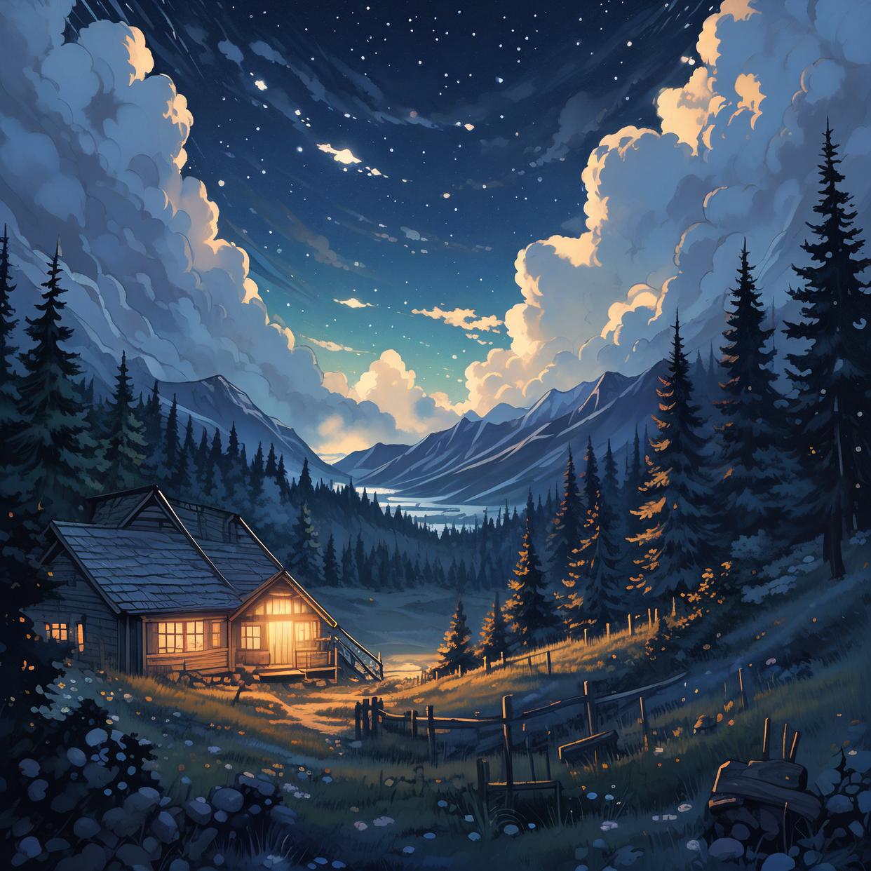 夜晚的山谷