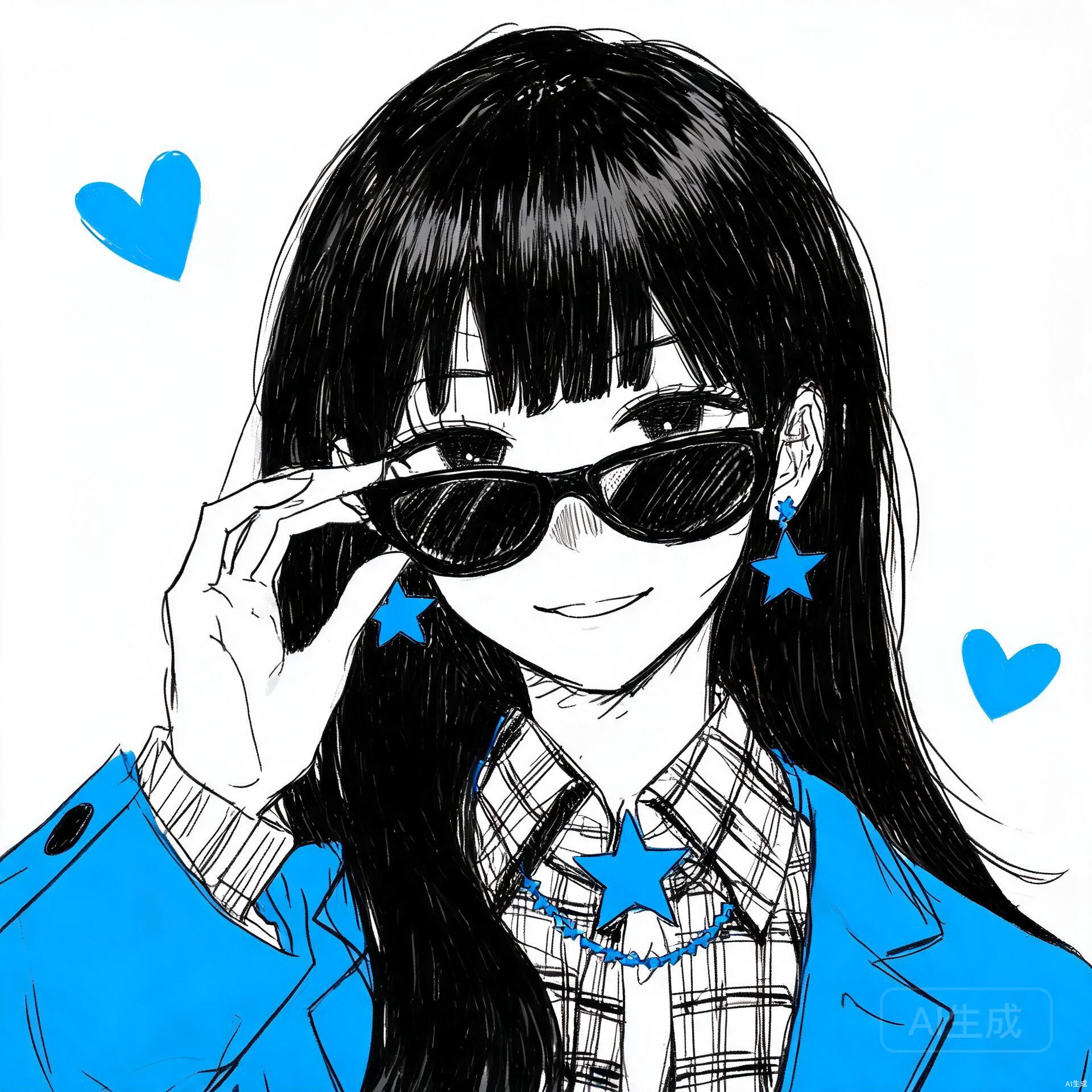 黑白漫画风潮酷女生头像合集