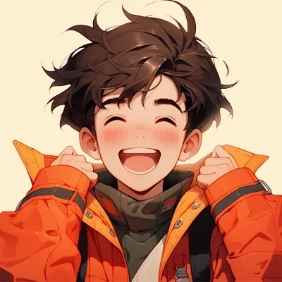 橙色外套开心男孩头像