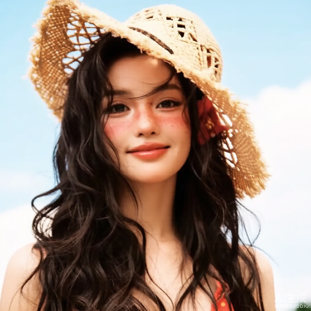 草编帽少女的夏日花园