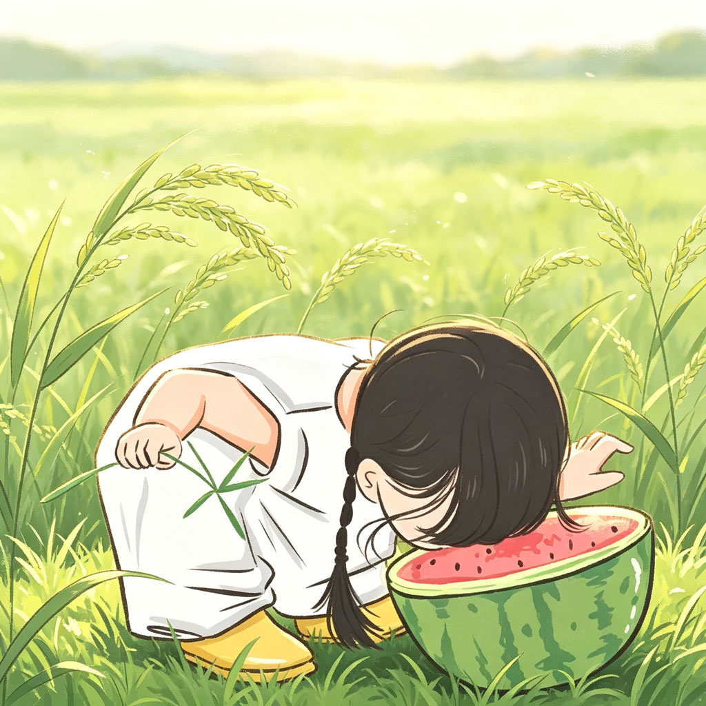 稻田西瓜女孩治愈头像