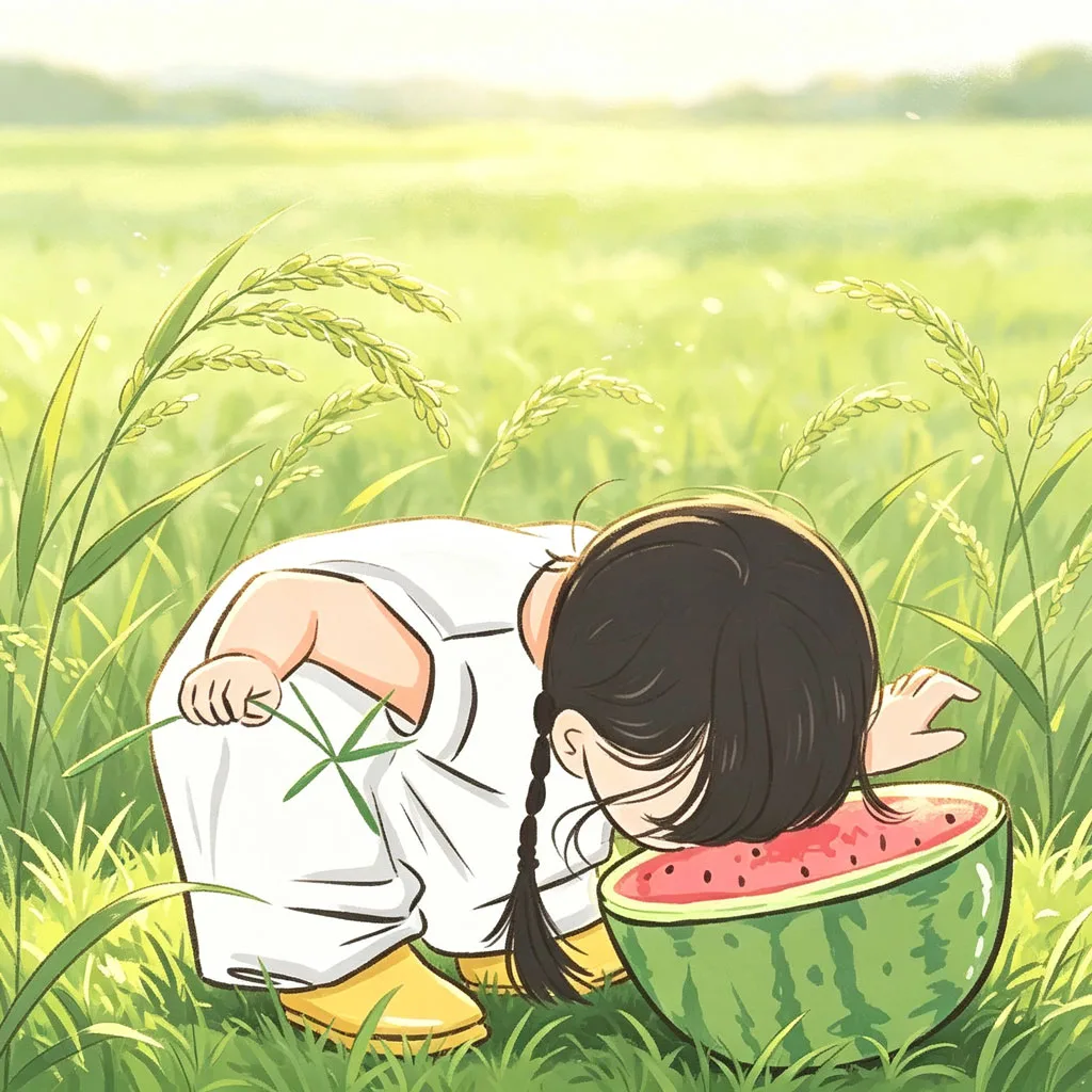 稻田西瓜女孩治愈头像