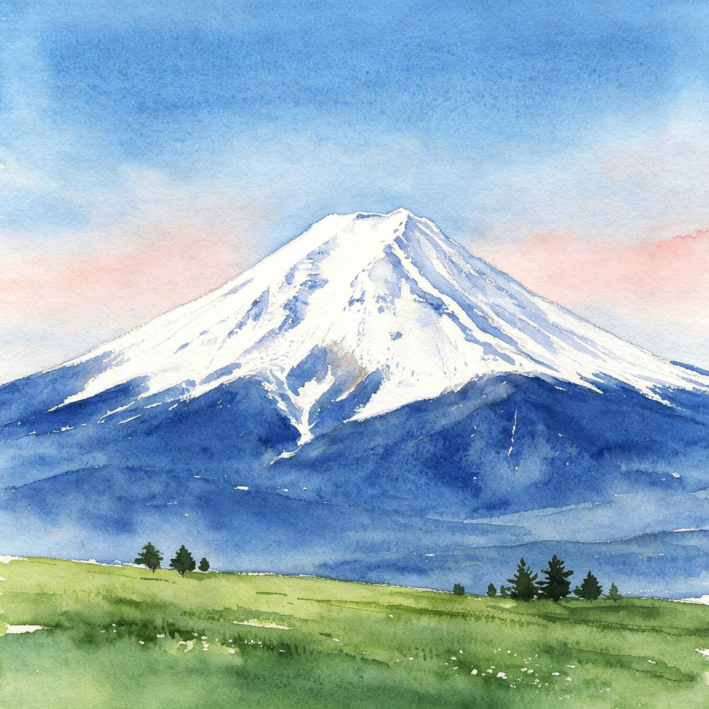 草地雪山风景头像