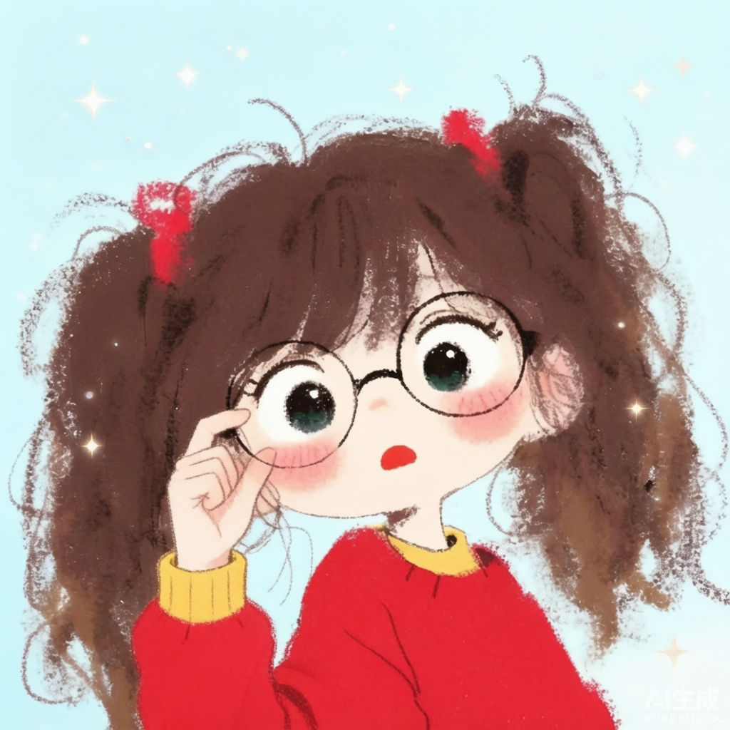 眼镜红衣少女 · 手绘可爱插画头像
