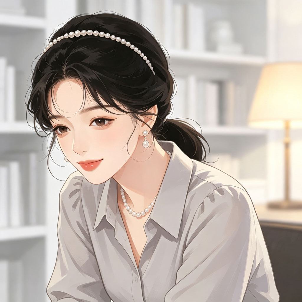 珍珠知性女生手绘头像